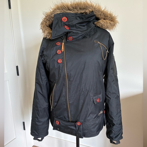 Oakley Black Ski Jacket with Red Buttons - Picture 1 of 7